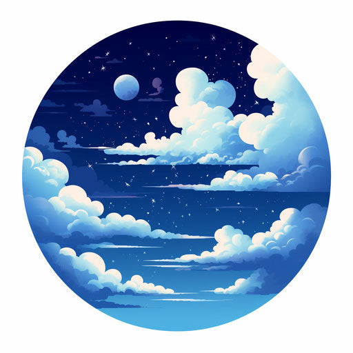 Sky clipart in the style of Chiaroscuro Art, on a white background