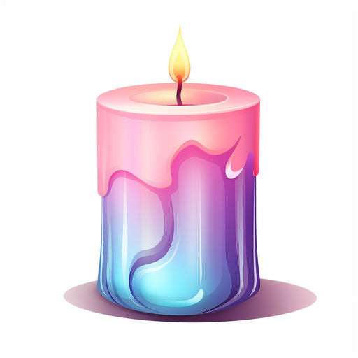 Pastel Colors Art-Style Candle Illustration