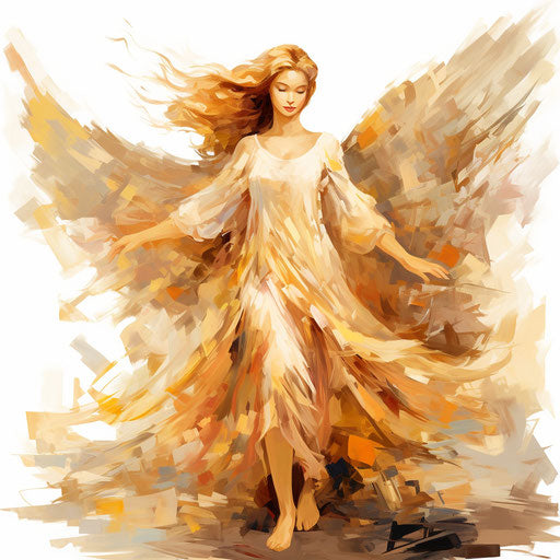 Impressionistic art angel on a white background