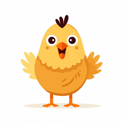 Chicken illustration in Minimalist style, on white background