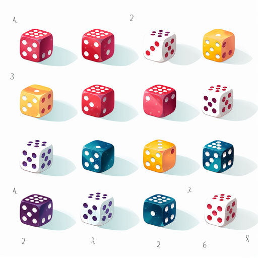 Minimalist style dice clipart on white background