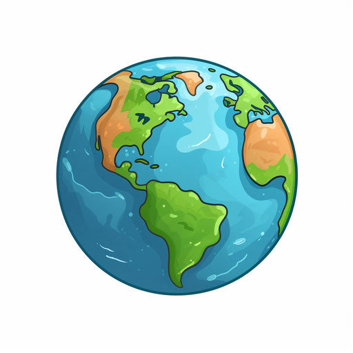 Minimalist Earth cartoon on white background