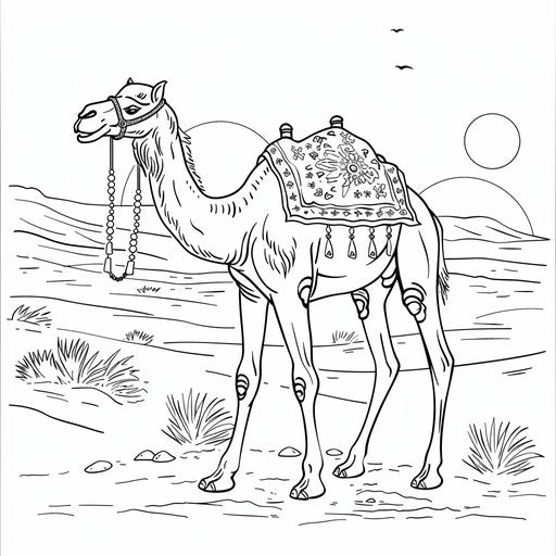 Camel walking on a plain