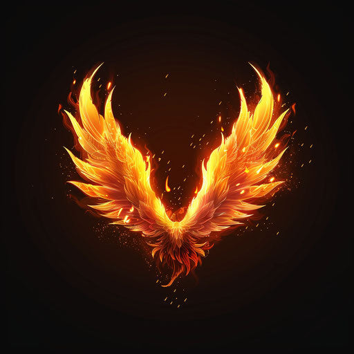 Cartoon fire in photo realistic style with detailed wings