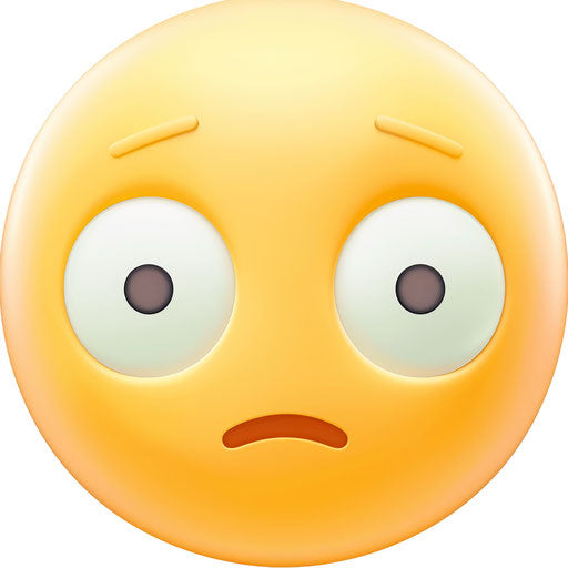 Expressionless face on white background