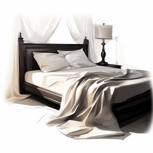 Bed clipart in the style of Chiaroscuro Art, on a white background
