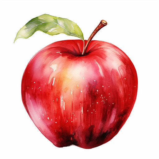 Red apple clipart in the style of Oil painting, on a white background