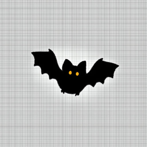 A cartoon black bat flying