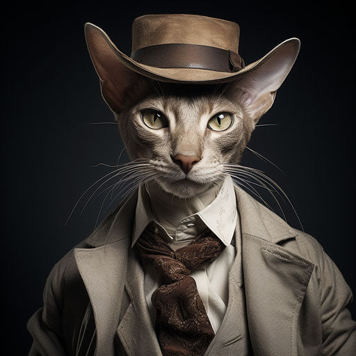 Oriental shorthair cat dressed as a man