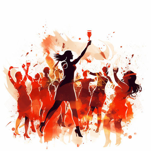 Party illustration in chiaroscuro style on white background