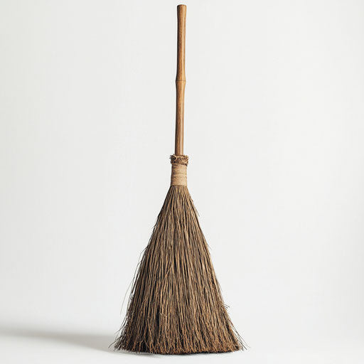 3D broom in photorealistic style on flat white background, isolated clipart
