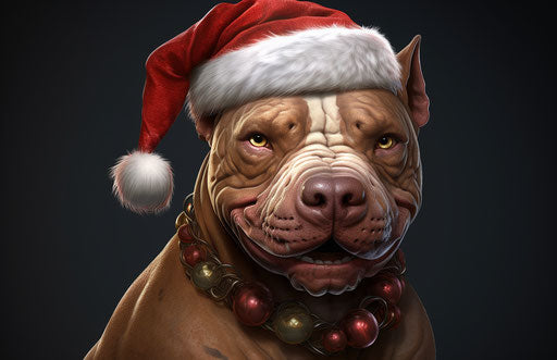 Christmas pit bull in explosive textured colors