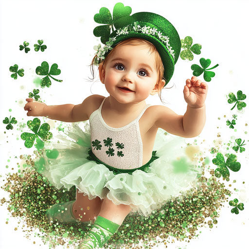 St. Patrick's Day baby girl with cute ballerina hat