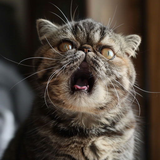 Exotic shorthair cat meowing