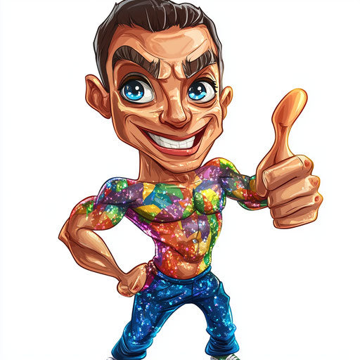 Dynamic Glitter Caricature Clipart JPG for Digital Media