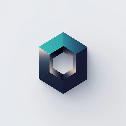 Modern and elegant 3D logo design with unique cube graphic and bold typography on light gray background