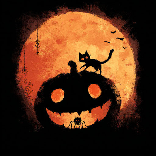 Mysterious pumpkin silhouette against the moonlight