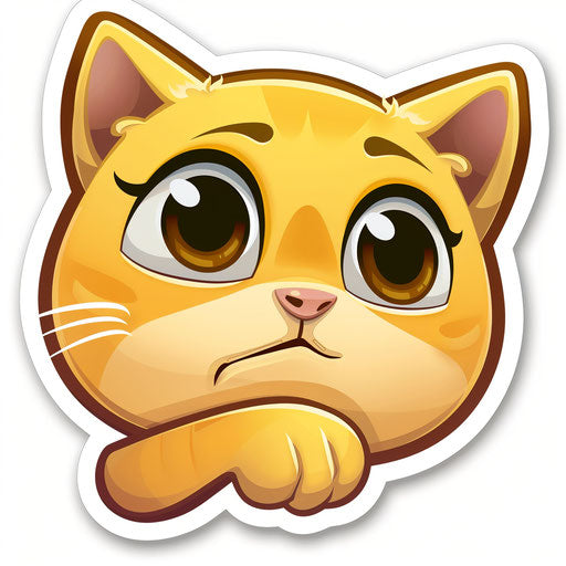 Deep contemplation on white background - sticker style