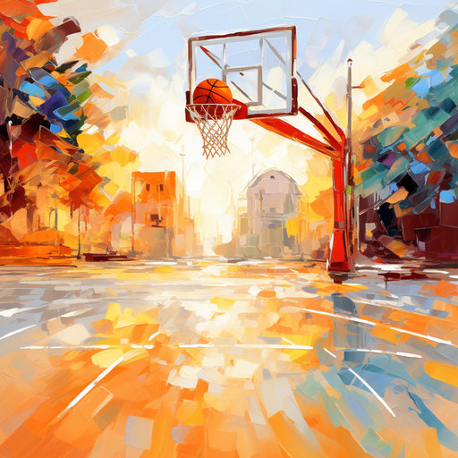 Basketball court in Oil painting style