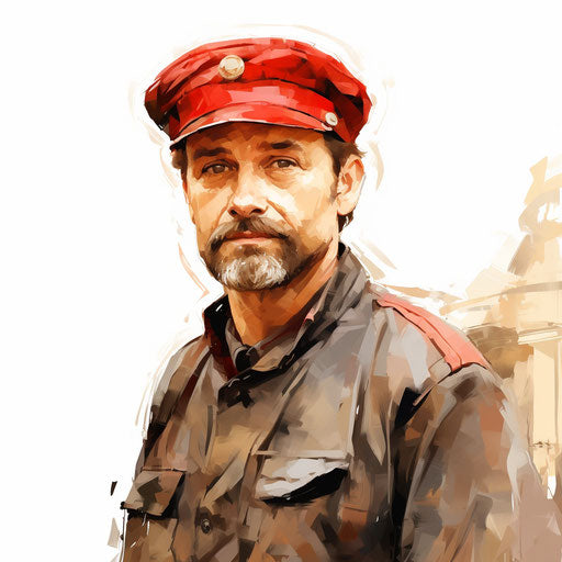 Postman clipart in the style of Oil painting