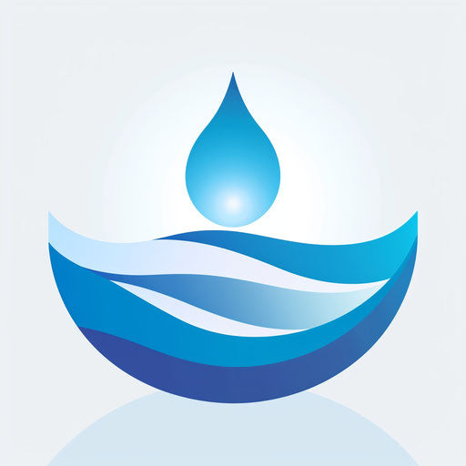 Water logo in blue and white with a sleek background
