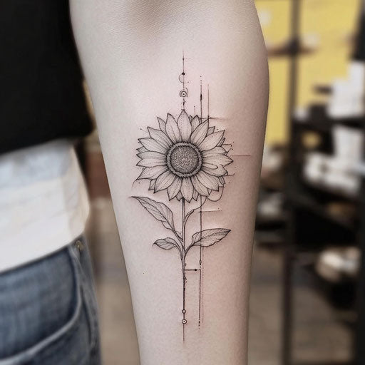Mini sunflower with sharp angular lines