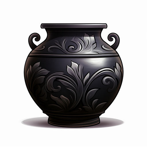 Pot in the style of Chiaroscuro Art on white background