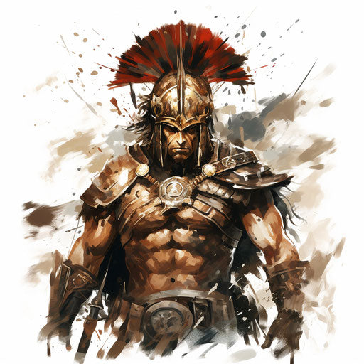 Warrior clipart in the style of oil painting