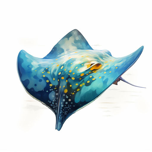 Stingray clipart in the style of Oil painting, on a white background