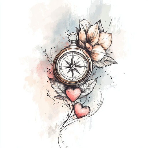 Small meaningful tattoo for females, compass and heart