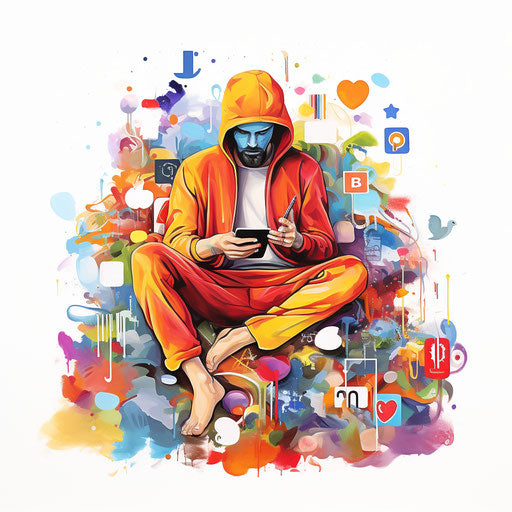 Social media clipart in the style of oil painting