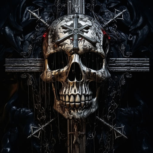 Death head with a broken cross