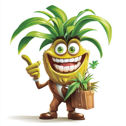 Humorous caricature of plant with human characteristics
