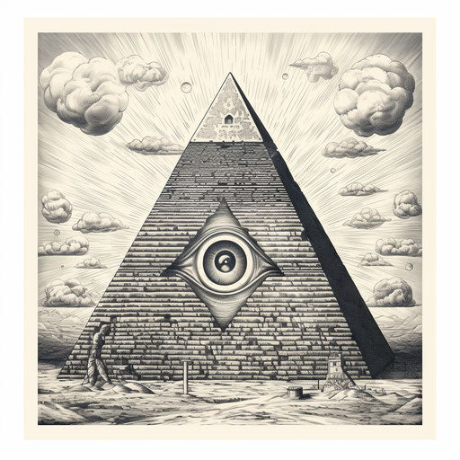 Islamic pyramid with all seeing eye on white background