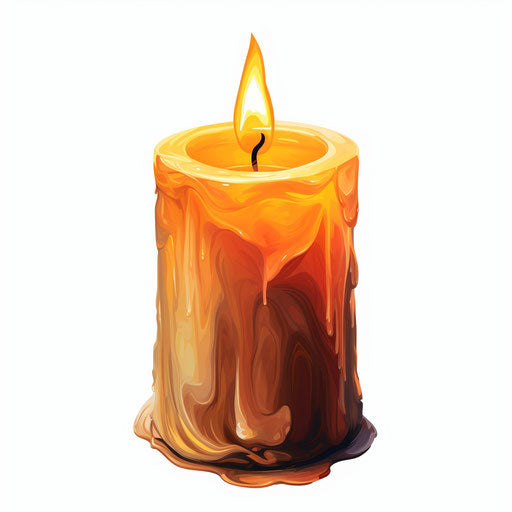 Candle illustration in the style of oil painting, on white background