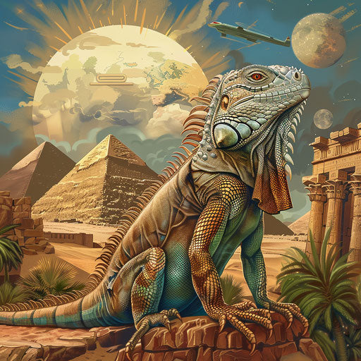 Time-travel journey with an iguana through history