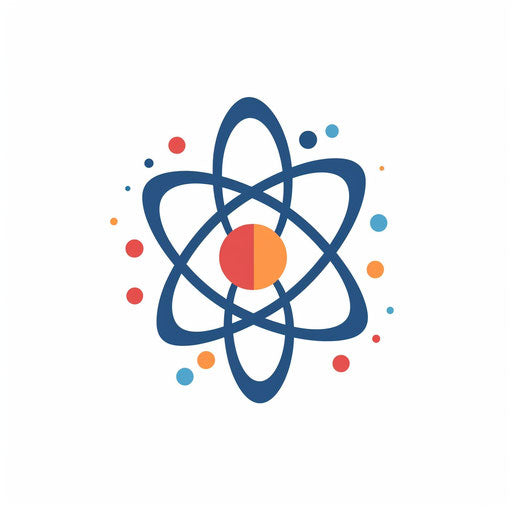 Atom clipart in Minimalist style on white background