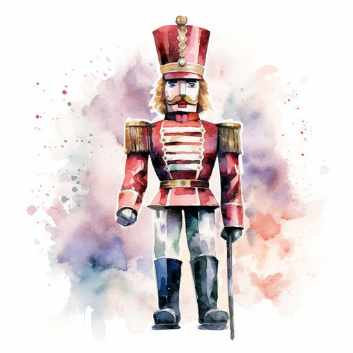 Nutcracker illustration in the style of Impressionistic Art, on white background