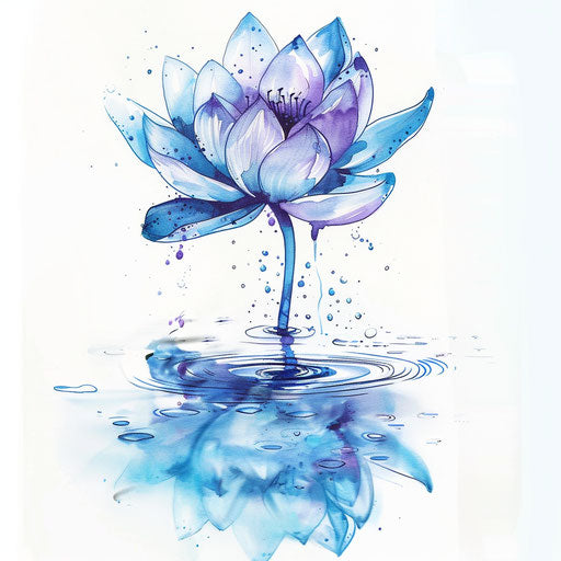 Lotus floating on water in soft purple water tattoo