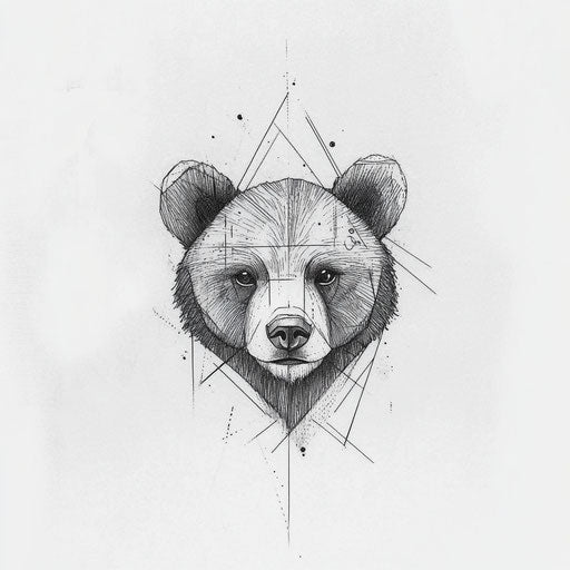 Minimalist geometric bear flat neck tattoo
