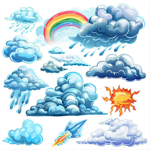 Realistic weather clipart on flat white background