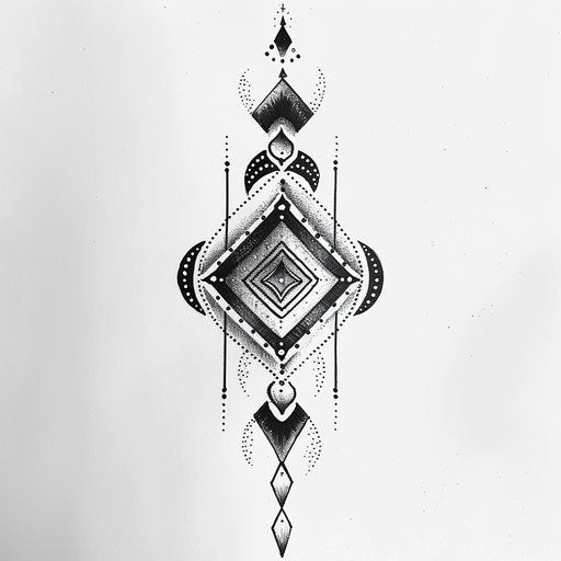 Bold flat tattoo sketch of a tribal design made from dots