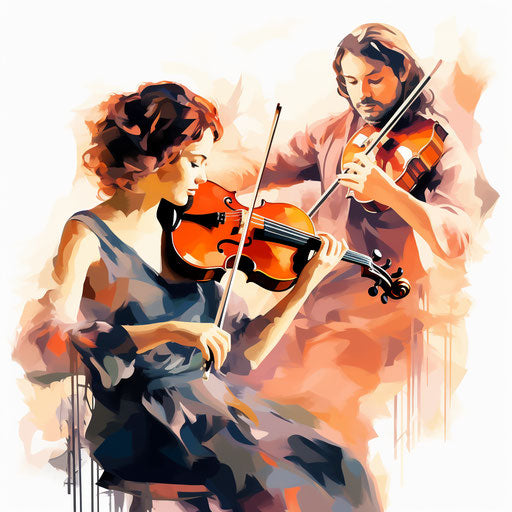 Concert in Impressionistic Art style, on white background