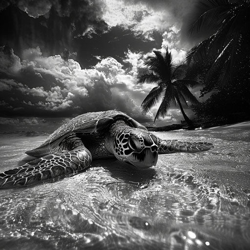 A sea turtle basking in warm tropical waters