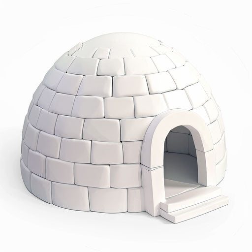 Realistic igloo clipart against white background with shadows