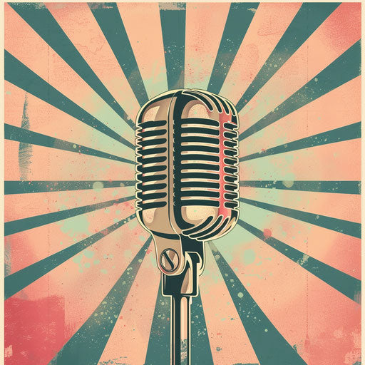 Voice clipart on flat random background, vintage filter