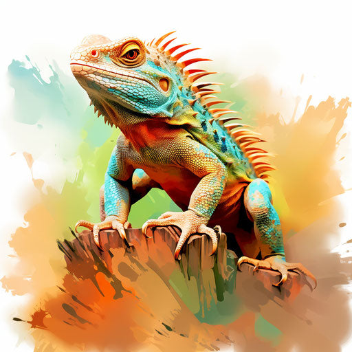 Lizard clipart in the style of Impressionistic Art, on white background