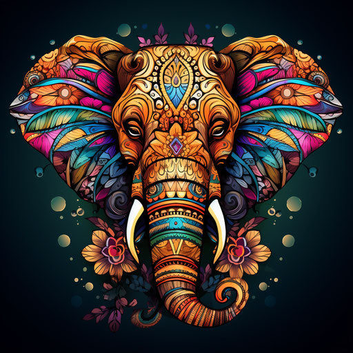 Colored Mandala Elephant for Adult Coloring