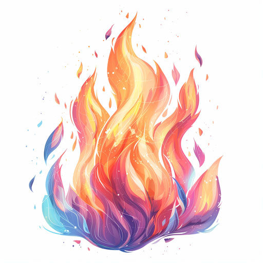 Realistic fire clipart on white background
