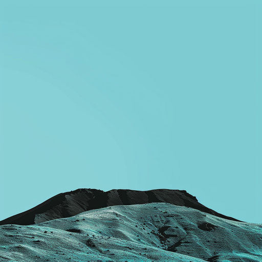Realistic illustration of hill on flat turquoise background